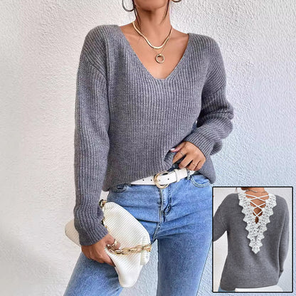 Pull cachemire , col en V, sans dos .