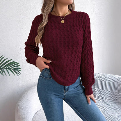 Pull femme à manches lanternes torsadées