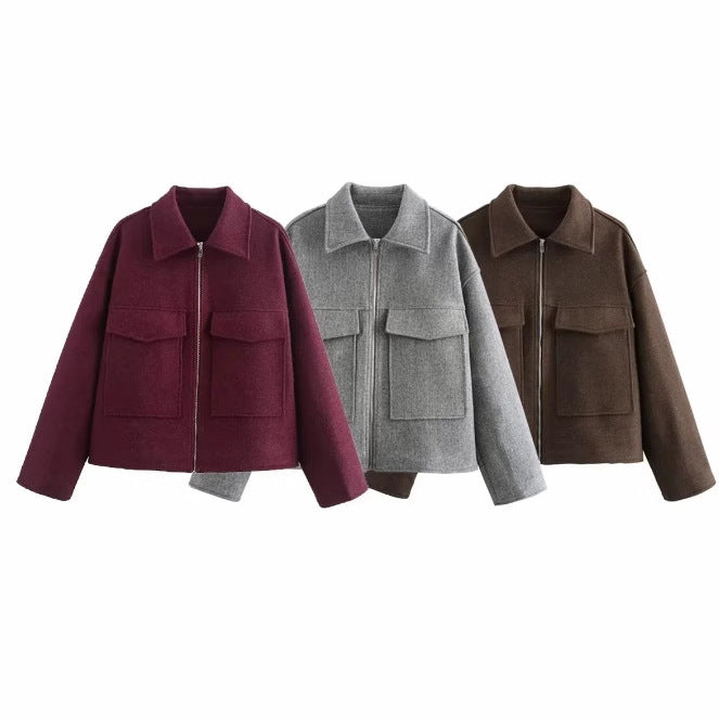 Manteau à col polo rétro pour femmes