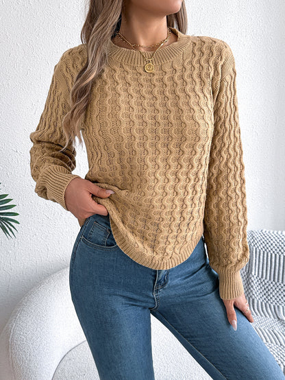 Pull femme à manches lanternes torsadées