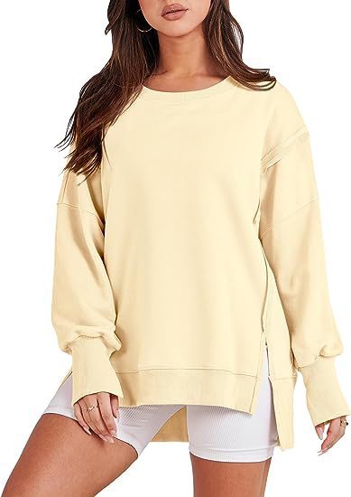 Sweat ample uni femme, tendance automne/hiver.