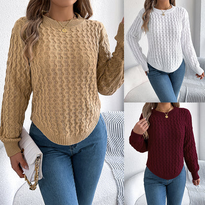 Pull femme à manches lanternes torsadées