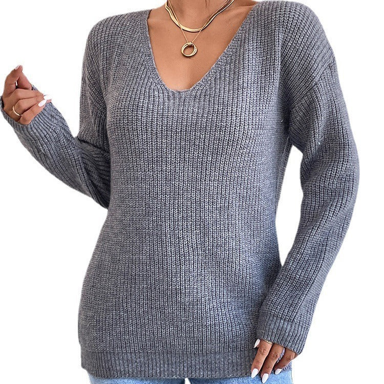 Pull cachemire , col en V, sans dos .