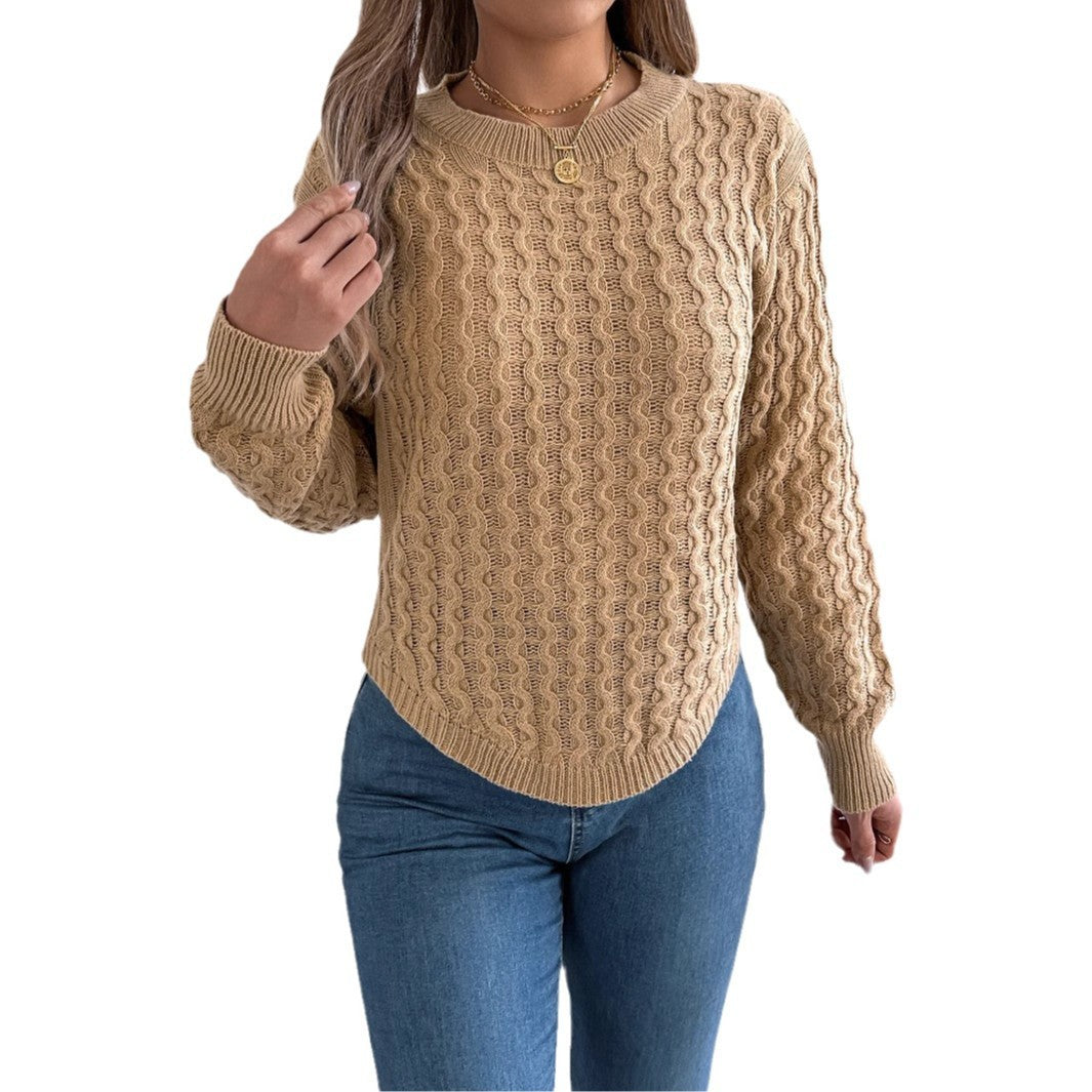 Pull femme à manches lanternes torsadées